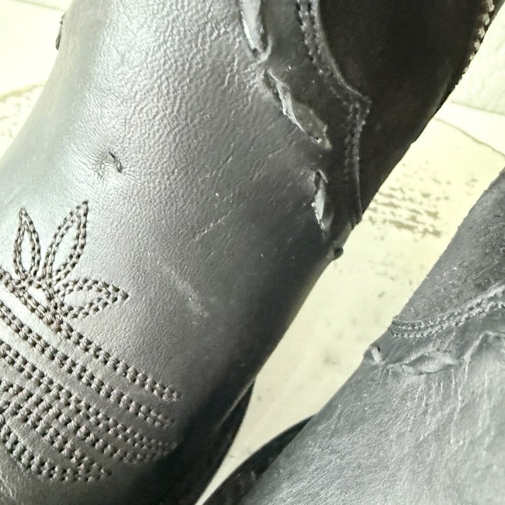 Lane Tessa Knee High Black Suede & Leather Snip Toe Cowboy Boots Women’s 6 - Picture 9 of 16